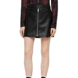 Titherley black leather skirt all saints